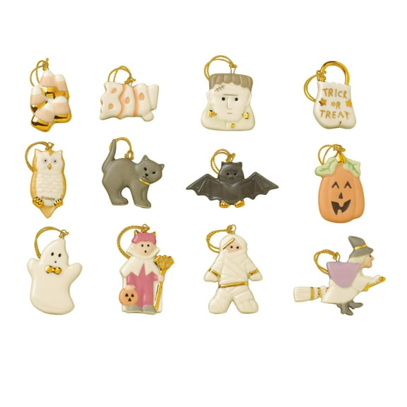 Lenox Trick Or Treat Ornament Set, Porcelain, 12 Count
