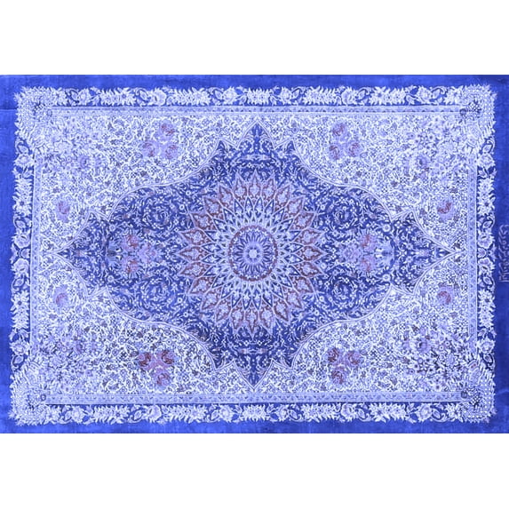 Ahgly Company Machine Washable Indoor Rectangle Persian Blue Traditional Area Rugs, 6' x 9'