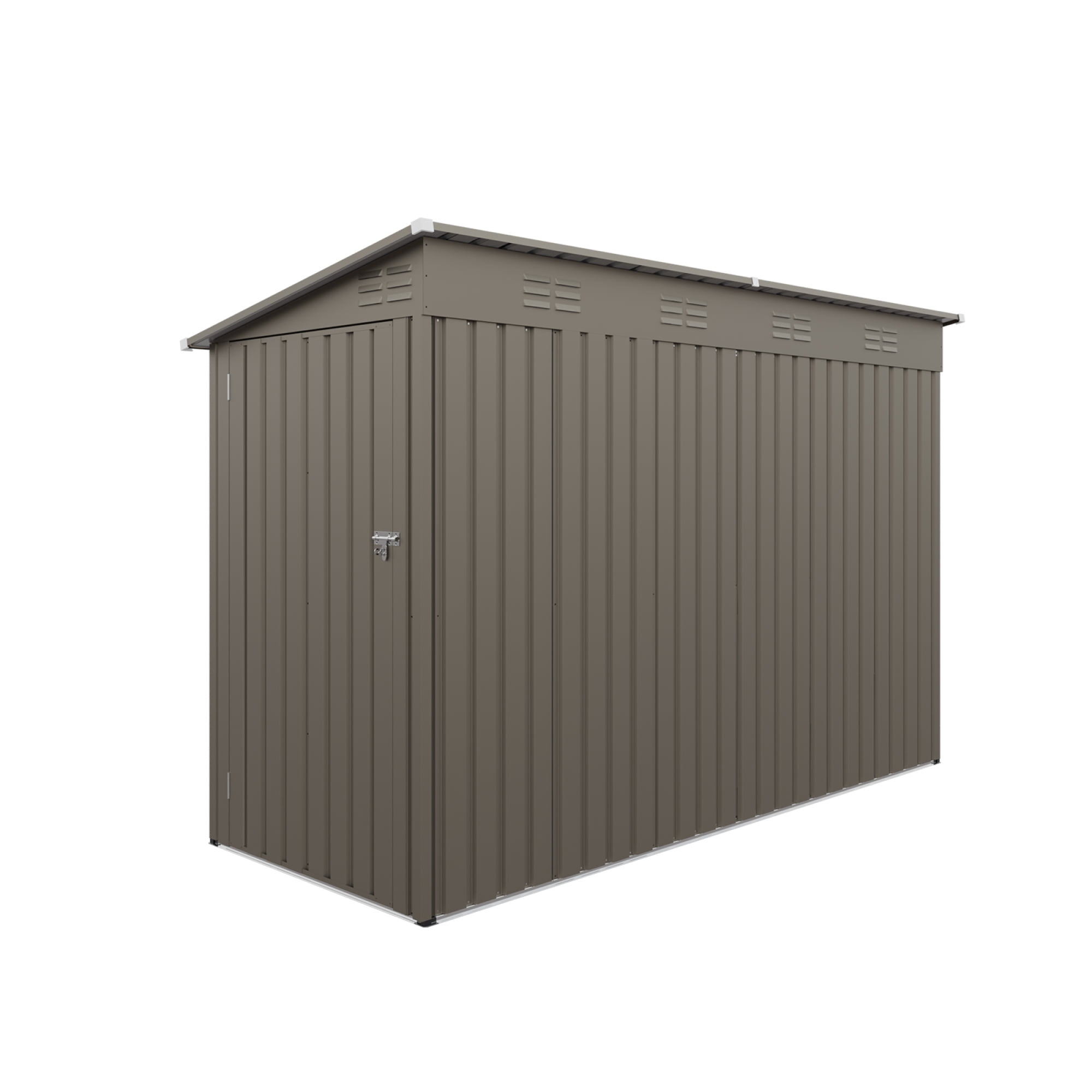 Leumius 4x9FT Olive Grey Outdoor Metal Storage Shed, Galvanized Thick Frame Color Steel Tool House with Light-transmitting Window for Backyard, Patio, Lawn
