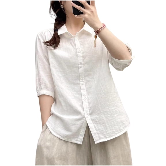 XuJwPNcy Button Down Shirts for Women Half Sleeve Collared Tops Trendy Casual Summer Tee Clothes Breathable Comfy Outfits