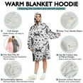thumbnail image 5 of Wearable Oversized Blanket,White Planet Cat Feather Pattern Wearable Blanket Hoodie for Adults,Cozy Hooded Blankets with Super Pockets,Super Warm Fuzzy Pullover for Women & Men, 5 of 6