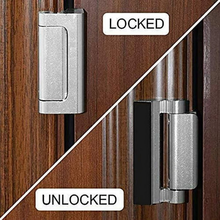 SeekFunning Home Security Door Lock, Aluminum Alloy Hinged Home Door  Reinforcement Lock For Swing Inward Plug Door Hinge Reinforced Lock Black 