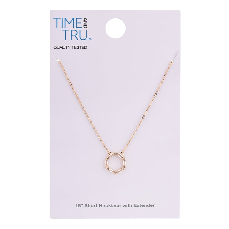 Time and Tru Gold Tone Baguette Crystal Pendant Necklace photo 5