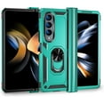 thumbnail image 3 of [4 in 1 Hinge Protection for Samsung Galaxy Z Fold 4 5G Case with Tempered Glass Screen Protector & Camera Lens Protector & Kickstand，[Military-Grade] Samsung Z Fold 4 Phone Case (Teal), 3 of 14
