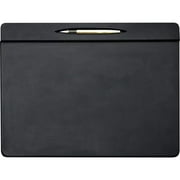 Black Leather 17 x 14 Top-Rail Conference Pad with Pen Well