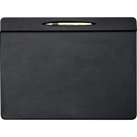 Black Leather 17 x 14 Top-Rail Conference Pad with Pen Well
