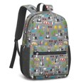thumbnail image 2 of Boston Terrier and Sun Gray Pattern 17" Waterproof Oxford School Backpacks for Teens, S-Shape Padded Straps, for School, Travel, Hiking, Camping, 2 of 5