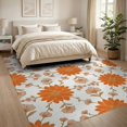 thumbnail image 3 of ODIKA 8'x10' Washable Area Rug Non-Slip Chair-Friendly Mat Distressed Trailing Vintage Vine Motif Botanical Orange Boho Refined Structured for Dining Room, Large Office, Lounge, 3 of 7