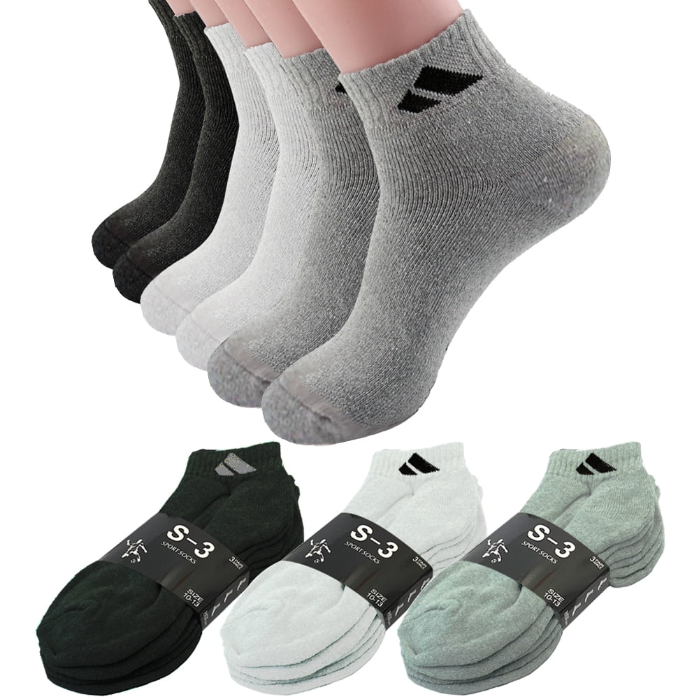 3-12 Pairs White Ankle Crew For Mens Warm Socks Cotton Low Cut Size 9-11 10-13 