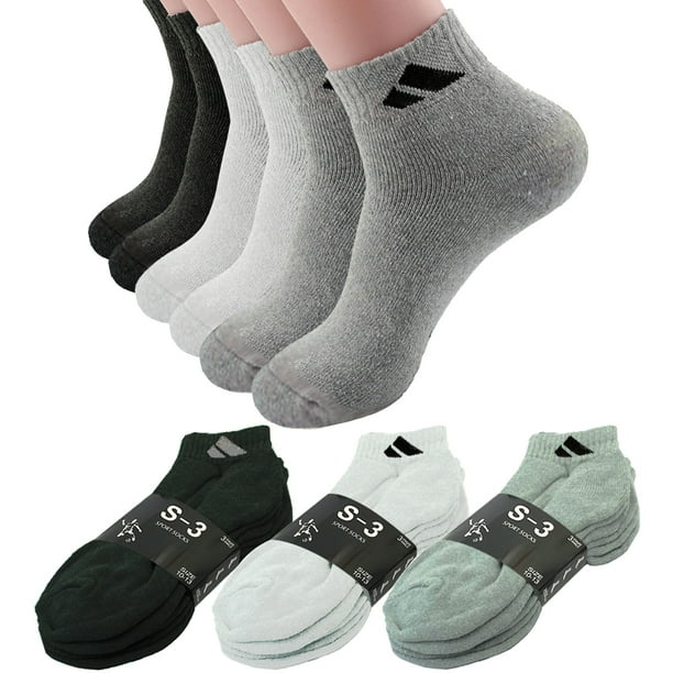 Kuteck 12 Pairs Mens Ankle Quarter Crew Cotton Low Cut Sport Socks
