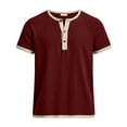 thumbnail image 6 of QTBIUQ Mens Short Sleeve Button Front Athletic Henley Shirt Casual Sports T-Shirt for Gym Breathable Comfortable Summer Top Burgundy, 6 of 6