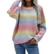 thumbnail image 2 of VISgogo Suéteres de cuello redondo para mujer, blusas de punto sueltas con estampado de teñido anudado de bloque de color de manga larga VISgogo  moda, 2 of 9