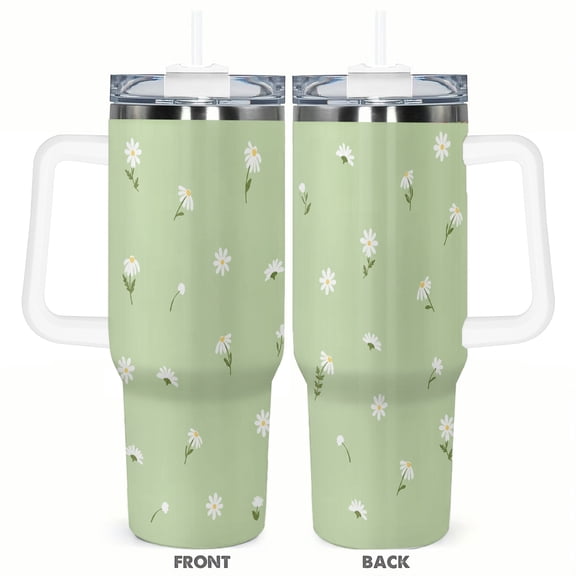 40oz Daisy Floral Tumbler Insulated Car Cup Travel Coffee Cup Spring Gift for Women