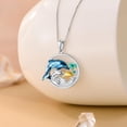 thumbnail image 4 of CACA LADY Dolphin Gifts for Women 925 Sterling Silver Dolphin Palm Tree Necklace Pendant with Blue Crystal Hawaiian Beach Themes Ocean Wave Jewelry Gifts for Women, 4 of 6