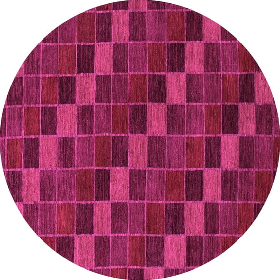 Ahgly Company Indoor Round Checkered Pink Modern Area Rugs, 4' Round