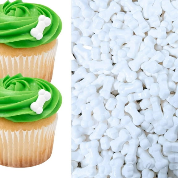 Edible White Dog Bones Desert Cupcake Icecream Cake Decoration Confetti Quin Topper - 2oz