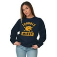 thumbnail image 3 of Trouble Maker Angry Wolf Gym Workout Unisex Plus Fleece Graphic Sweatshirt Brisco Brands 2X, 3 of 5