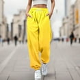 thumbnail image 2 of Fiaer Baggy Sweatpants Women Plus Size Trendy Sport Pants Gradient Elastic Waisted Drawstring Pocket Casual Trousers Yellow XL, 2 of 4
