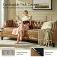 thumbnail image 4 of 84" Genuine Leather Sofa 3-Seater Chesterfield Couch with Nailhead Trims for Living Room Apartment Camel, 4 of 7