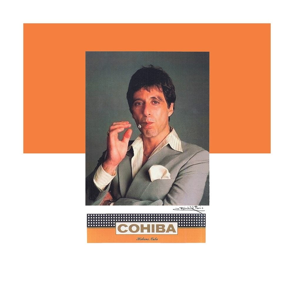 CIGARS & PACINO HAND IN HAND - 14"x14" Canvas Artwork - Multi-Color 30 x 30