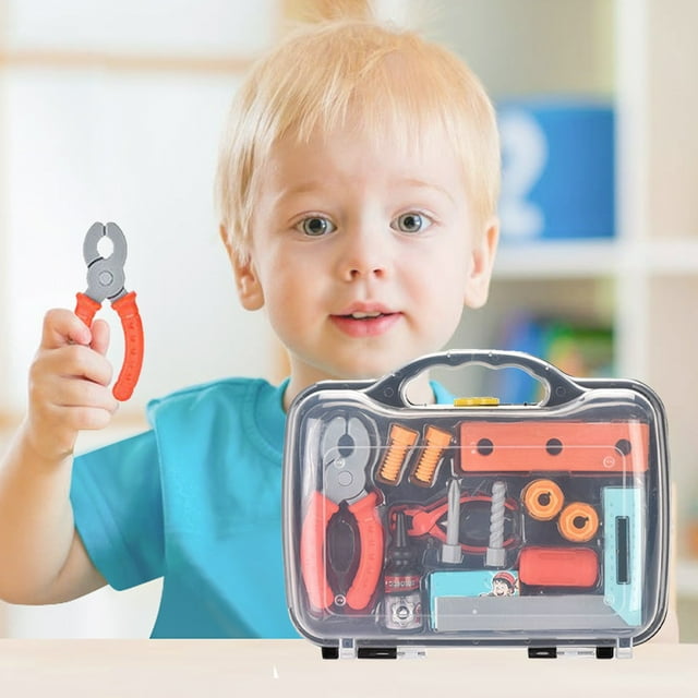 Pretend Play Toys for Toddlers,Educational Toys,Children's Tool Set Suitable Children's Engineer Pre-school Repair Kit with Transparent Color Box Suitable for Toys for Children Aged 3 and Above