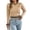 Khaki, variant on Womens Sweaters Crewneck Cropped Cable Knit Pullover Long Sleeve Varsity Style Jumper with Striped Trim High Waist Tops for Ladies Fall Winter Fashion