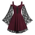 thumbnail image 1 of Aqestyerly Mode Aguichant Femmes Patchwork Crâne Dentelle à Empiècements Manches Longues Robe Vintage de Soirée, 1 of 6