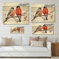 thumbnail image 4 of Designart 'Two Bullfinches On A Hawthorn Branch with Snowfall In Winter' Traditional Print on Natural Pine Wood, 4 of 5