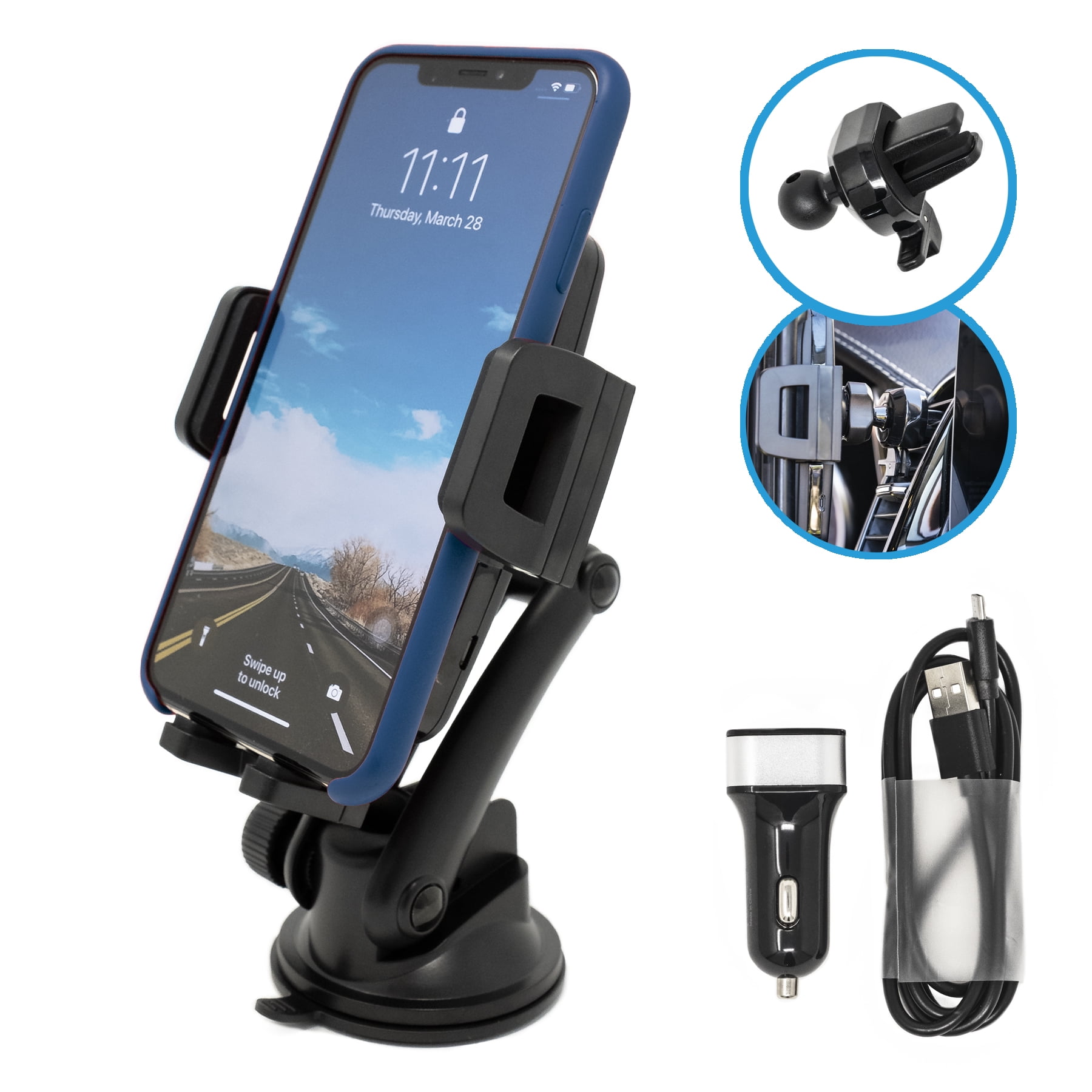 TIMESS Wireless Charger car Mount,10W Auto Sensing Clamping Car Mount Windshield Dashboard Air Vent Phone Holde Compatible with iPhone Xs/Xs Max/XR/X/ 8/8 Plus Samsung S10/S10+/S9/S9+/S8/S8+ 