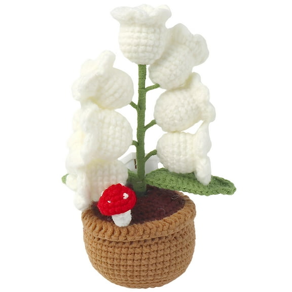Lily of the Valley Flower Desk Lamp, Crocheted Night Light, Handmade Potted Floral Decor, Artificial Blossom Arrangement, Elegant Tabletop Accent Gift