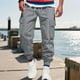 thumbnail image 1 of Pantalones largos para hombre, informales, a la moda, transpirables, con cintura elástica y múltiples bolsillos, pantalones cargo con cierre de velcro, pantalones de rayón para hombre., 1 of 9
