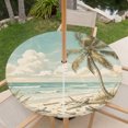 thumbnail image 3 of Vintage Tropical Beach Round Outdoor Tablecloth with Umbrella Hole Zipper, Summer Coastal Palm Tree Ocean Elastic Fitted Table Cover, Waterproof Table Cloth for Patio Picnic Party Fits 45"-54", 3 of 9