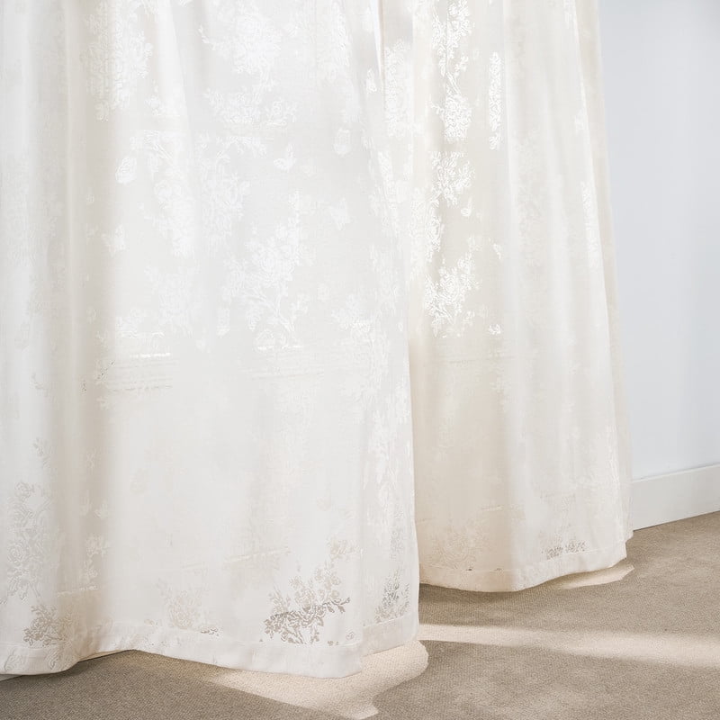 NICETOWN Lace Curtain for Bedroom Rod Pocket Light Filtering Romantic Farmhouse Sheer Window Treatment for Livingroom, Linen, 52"x84", 2 Panels