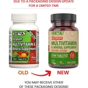 DEVA Vegan Iron-Free Multivitamin & Mineral Supplement, Vitamin C, D2, E & B-Complex, Biotin, 90 Tiny Tablets