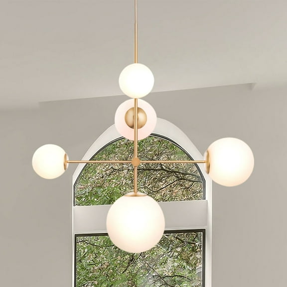 Luxury Mid Century Modern Chandelier, Satin Gold, ULB2330