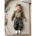 thumbnail image 5 of Loicainy Infant Baby Girl Fall Outfits 3 6 12 18 Months Cute Long Sleeve Romper and Camo Pants Bow Headband Clothes Set, 5 of 9