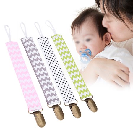 4pcs/set Baby Infant Pacifier Soother Nipple Holder Cute Anti-lost Clip Strap Ribbon,Pacifier Holder, Soother Holder