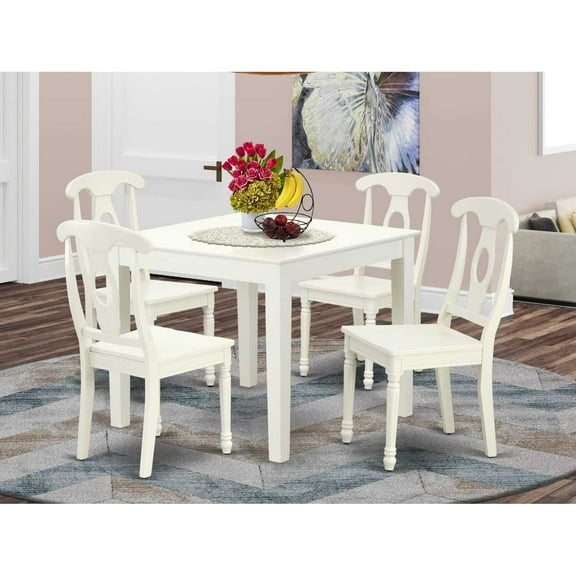 East West Furniture Dining Room Set Linen White, OXKE5-LWH-W