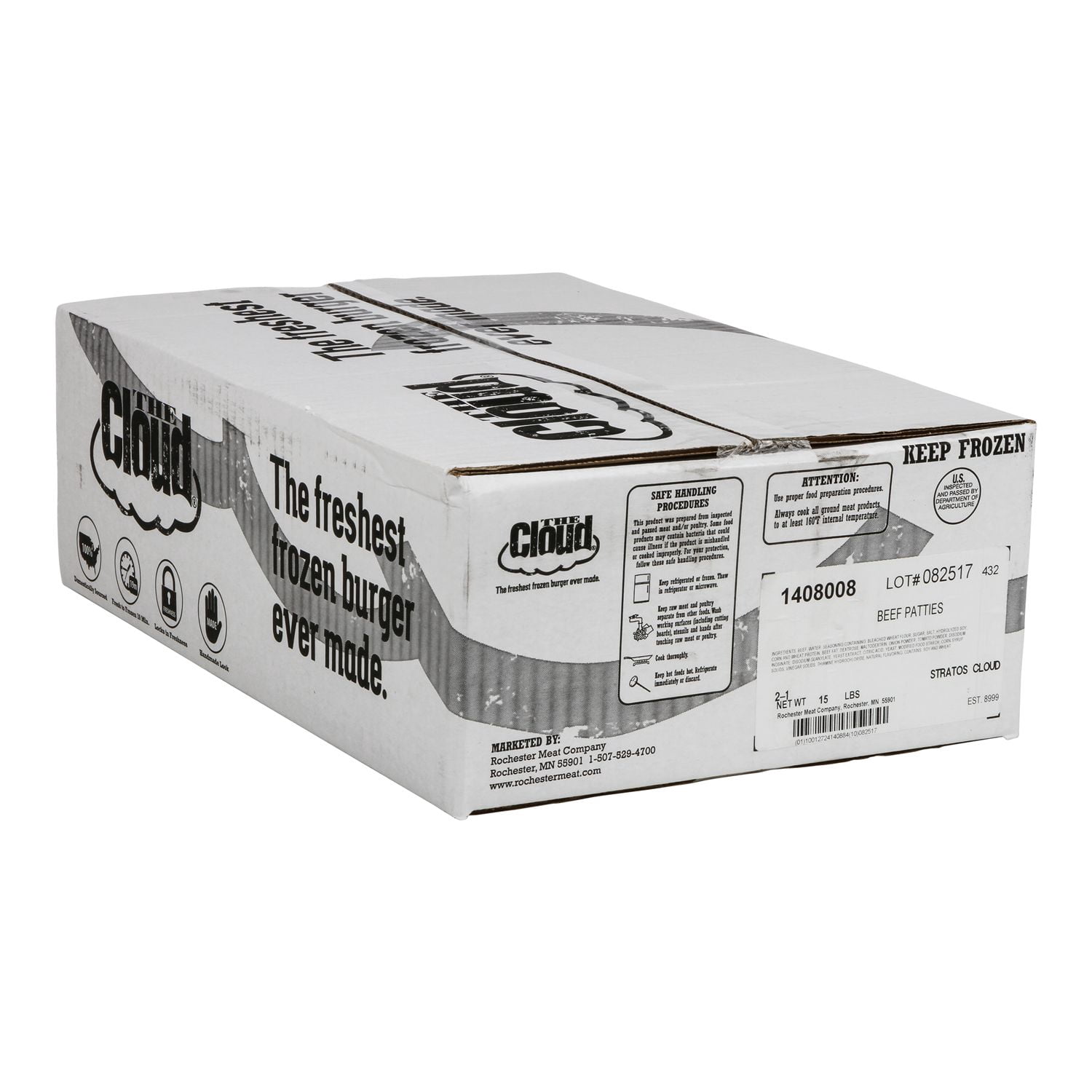 Cloud 2:1 Beef Patty, 8 Ounce - 30 per case.