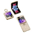 thumbnail image 3 of Dteck Case for Samsung Galaxy Z Flip 3,Bling Glitter Plating PC Case Ring Holder Kickstand Cover for Galaxy Z Flip 3 5G,Gold, 3 of 6