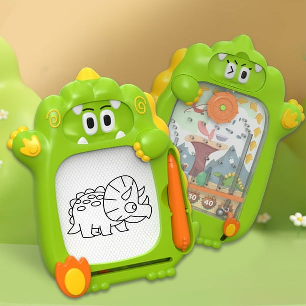 Puntoco Tablero magnético para dibujar dinosaurios para niños, garabatos, pintura, WordPad, juego de bolas de doble cara, juego de educación temprana para bebés de 1 a 3 años