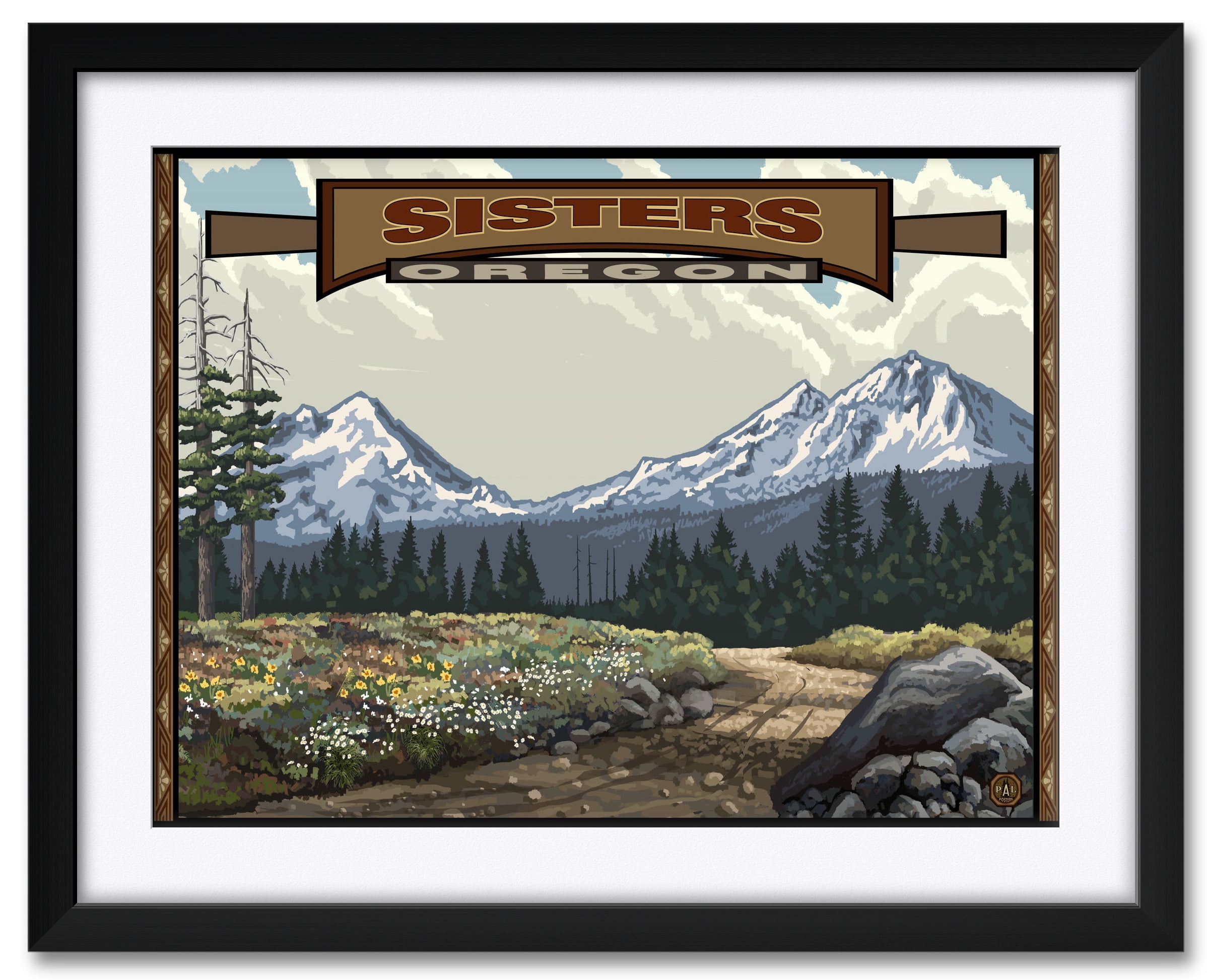 Sisters Oregon Three Sisters Framed & Matted Art Print by Paul A
