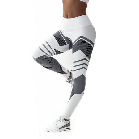 Ladies Fitness Yoga Leggings Workout High Waist Geometric Digital Printing Hip Push Up Running Jogging Gym Exercise Sports (Best Women's Fitness Magazine)