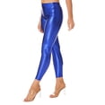 thumbnail image 3 of YONGHS Womens Wet Look Stretch High Waisted Pants Workout Tights Leggings Liquid Clubwear Royal Blue One Size, 3 of 5