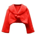 thumbnail image 4 of NAISIBABY Girls Fleece Cardigan Coat, Long Sleeve Open Front Fuzzy Lace Up Kids Dress Cropped Shawl Red 10T, 4 of 8