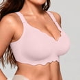 thumbnail image 5 of Qwertyu Wireless Jelly Bras for Women No Underwire Scalloped Push Up Bralettes Seamless Soft Comfort Everyday Tshirt Bra Pink 34, 5 of 7