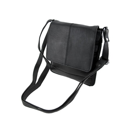 Black Expandable Bag - Black Napa Leather Expandable Crossbody Purse
