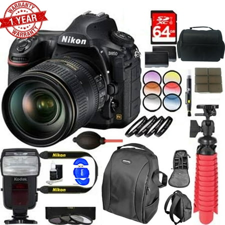 Nikon D850 45.7MP Digital SLR Camera with 24:120mm VR Lens Dual Battery Accessory Bundle