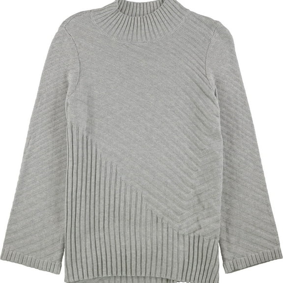 Charter Club Womens Mixed-Stitch Knit Sweater, Grey, Large