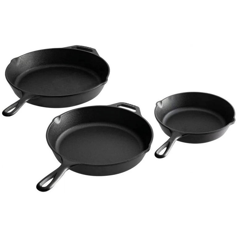 Lodge 3-Piece Pre-Seasoned Cast Iron Skillet Set - Includes 8, 10 1/4,  and 12 Skillets